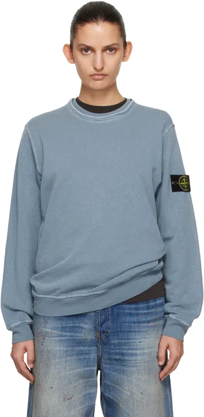 Stone Island Blue 6100034 Malfilé Fleece 'old' Effect Sweatshirt