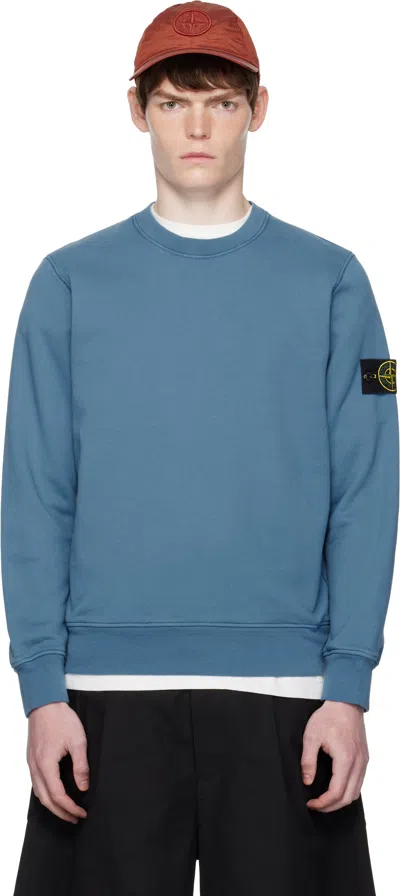 Stone Island Blue 6100060 Organic Cotton Fleece Sweatshirt