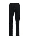 Stone Island Compass-motif Cotton Tapered Trousers In Black