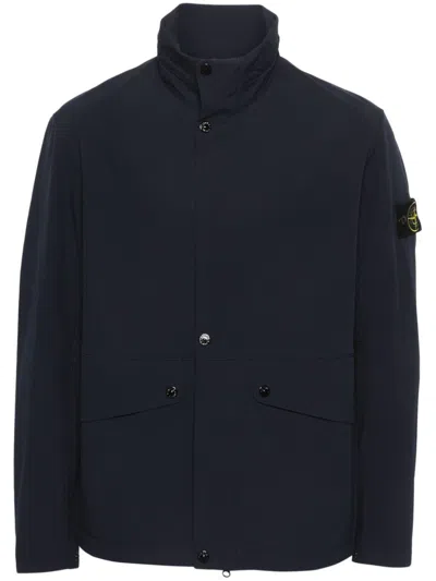 Stone Island Zip-up Windbreaker In Blue