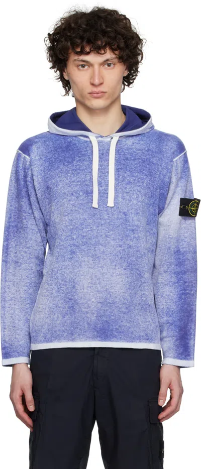 STONE ISLAND BLUE & NAVY RAW HAND LIGHT REVERSIBLE HOODIE