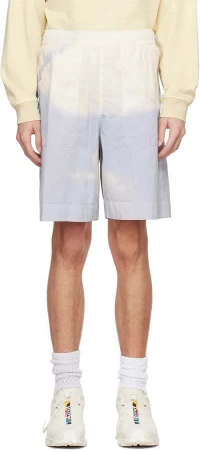 Stone Island Blue & Off-white Graphic Shorts In V0040 - Blue