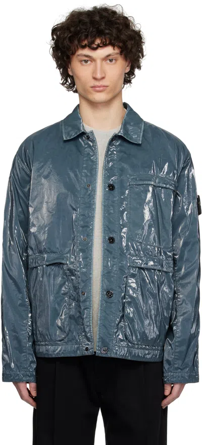 Stone Island Blue Caban Mussola Prismatica Jacket In V0020 Navy Blue