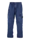 Stone Island Blue Cargo Pants With Cargo Pockets And Logo Patch On The Side In Tech Fabric Man In Blue