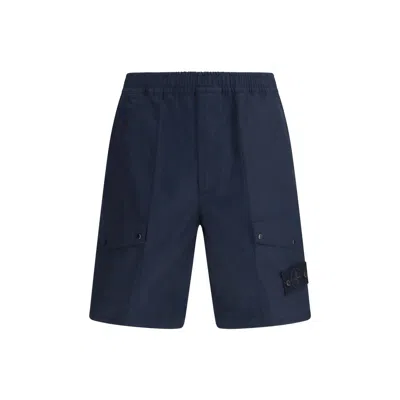Stone Island Cotton Bermuda Shorts In Blue