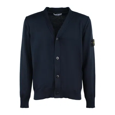 Stone Island Blue Cotton Cardigan