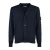 Stone Island Blue Cotton Cardigan In Blue
