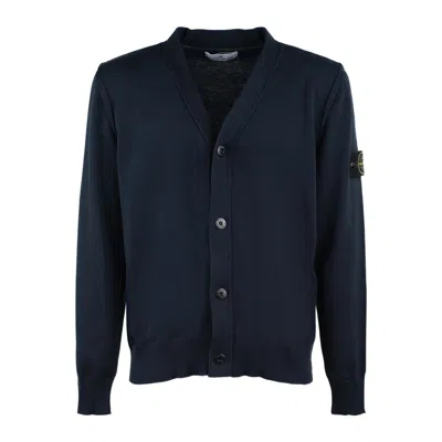 STONE ISLAND STONE ISLAND BLUE COTTON CARDIGAN