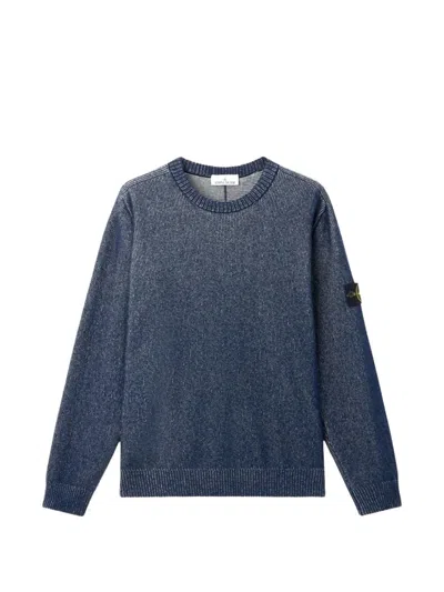 Stone Island Blue Cotton Crew Neck