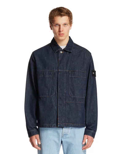 Stone Island Blue Cotton Denim Jacket