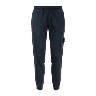 Stone Island Rganic Cotton Cargo Sweatpants In Blue