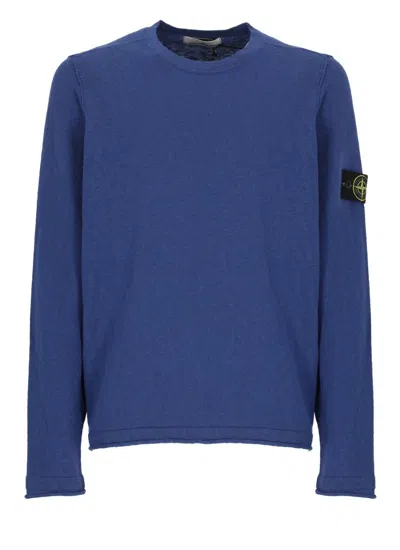 STONE ISLAND BLUE COTTON SWEATER