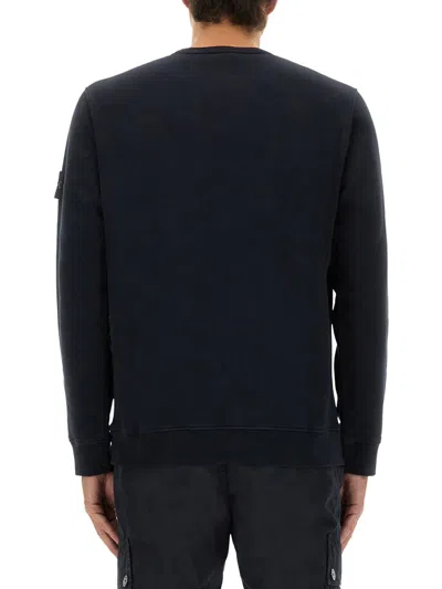Stone Island Blue Cotton Sweatshirts In Black
