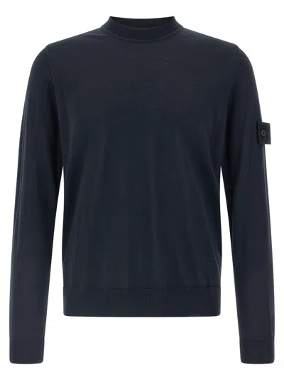 STONE ISLAND BLUE CREW-NECK SWEATER