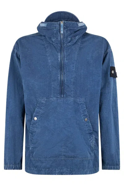 Stone Island Blue Denim Jacket With Zip