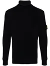 Stone Island Men's Navy Ribbed Turtleneck Sweater In Brown