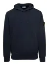 STONE ISLAND BLUE HOODIE WITH SIDE LOGO PATCH IN COTTON MAN