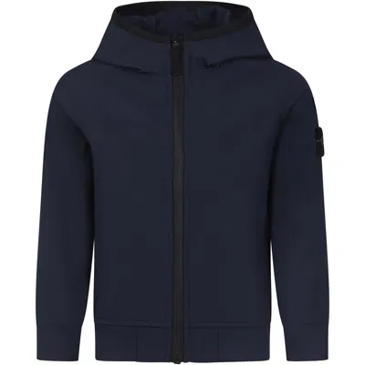 Stone Island Blue Jacket For Boy With Compass