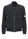 Stone Island Black Bomber Jacket With Front Zip Closure And Logo Patch On The Sleeve In Tech Fabric Man
