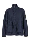 Stone Island Blue Jacket With High Collar And Compass Logo Applied On The Sleeve In Tech Fabric Man