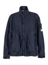 Stone Island Blue Jacket With High Collar And Compass Logo Applied On The Sleeve In Tech Fabric Man In Blue