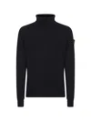 Stone Island Blue Lightweight Rws Wool Turtleneck Sweater In Black