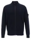 Stone Island High Collar Ribbed Cuffs Side Pockets Sweatshirt In Blue