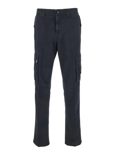 STONE ISLAND BLUE LOGO CARGO PANTS
