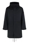 Stone Island Blue Logo Patch Parka Coat In Blue