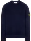 STONE ISLAND BLUE LONG-SLEEVED COTTON JUMPER WITH STONE ISLAND PATCH FOR MEN