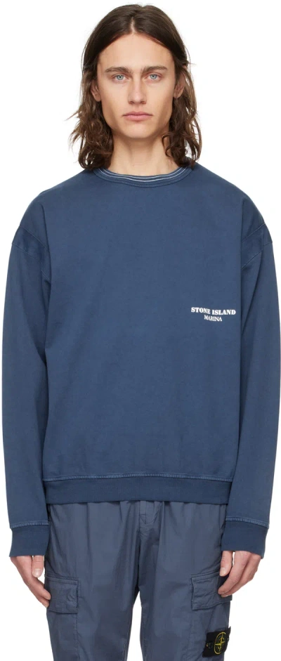 Stone Island Blue 'marina' Long Sleeve T-shirt In V0127 Royal Blue