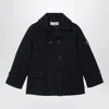Stone Island Blue Mélange Double-breasted Coat In Blue
