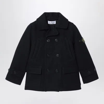 Stone Island Kids' Blue Mélange Double-breasted Coat