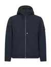 Stone Island Blue Micro Twill Hooded Padded Jacket In Blue