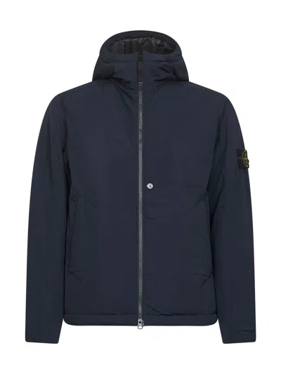 Stone Island Blue Micro Twill Hooded Padded Jacket