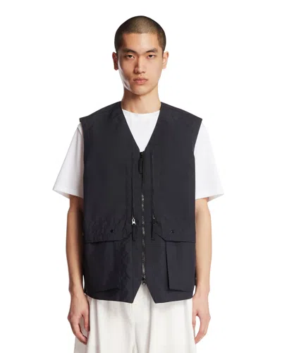 Stone Island Blue Multi-pocket Gilet In Black