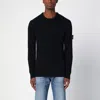 Stone Island Blue Navy Ribbed Sweater In Wool In Black