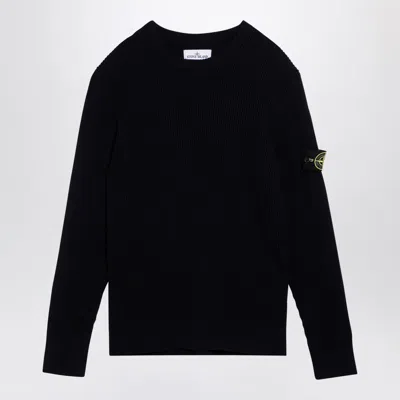 STONE ISLAND STONE ISLAND BLUE NAVY RIBBED SWEATER IN WOOL MEN
