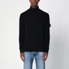 Stone Island Ribbed Knit Sweater With Logo Patch In Black