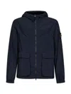 Stone Island Hooded Flap-pocket Jacket In Blue