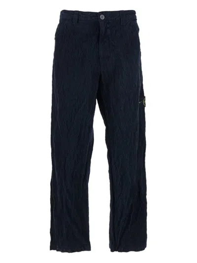 Stone Island Blue Nylon-cotton Clothing Trousers In Black