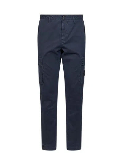 Stone Island Blue Organic Stretch Broken Twill Cargo Trousers