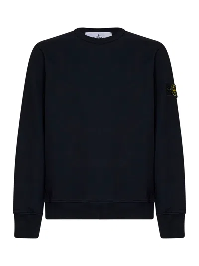 Stone Island Blue Organic Stretch Cotton Crewneck Sweatshirt
