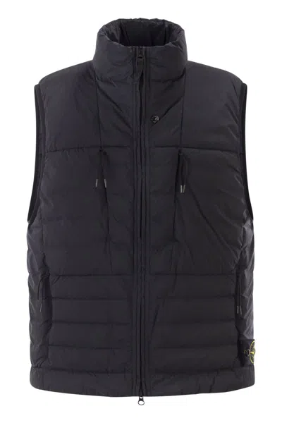 Stone Island Blue Padded High Neck Jacket In Black