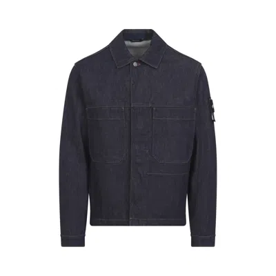 Stone Island Blue Raw Bike Jacket In Black