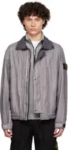Stone Island Jacket With Transparent Resins And Foldable Co11ar In Blue