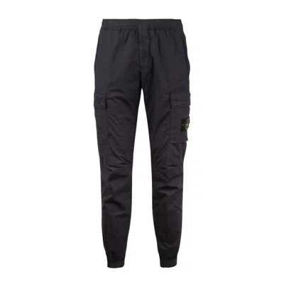 Stone Island Compass-badge Cargo Trousers In Blue