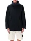 Stone Island Short Parka With Protective Hood In Black