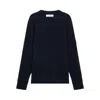 Stone Island Ribbed-knit Virgin Wool Sweater With Signature Patch In Blue