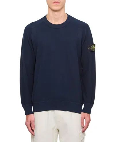 STONE ISLAND BLUE SWEATSHIRT WITH CREW NECKLINE AND EMBROIDERED LOGO
